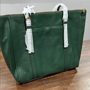 Fossil Dark Green Leather Tote